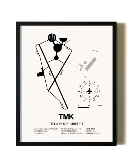 Framed Tillamook Airport wall art poster in black frame