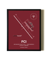 Red Framed Richmond Executive-Chesterfield County Airport wall art poster in black frame