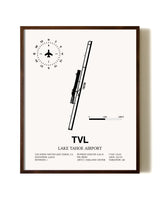 Lake Tahoe Airport aviation print in walnut frame