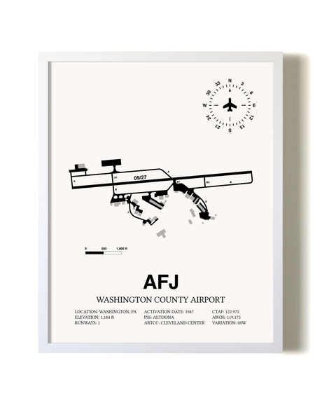 Washington County Airport airport map poster in oak frame