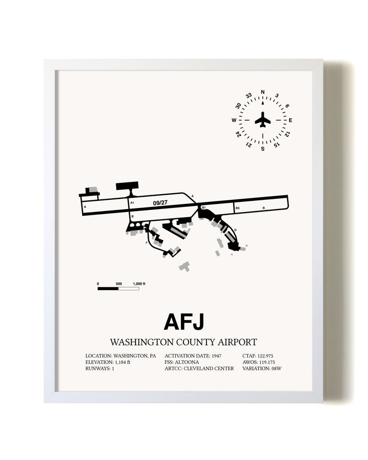 Washington County Airport airport map poster in oak frame