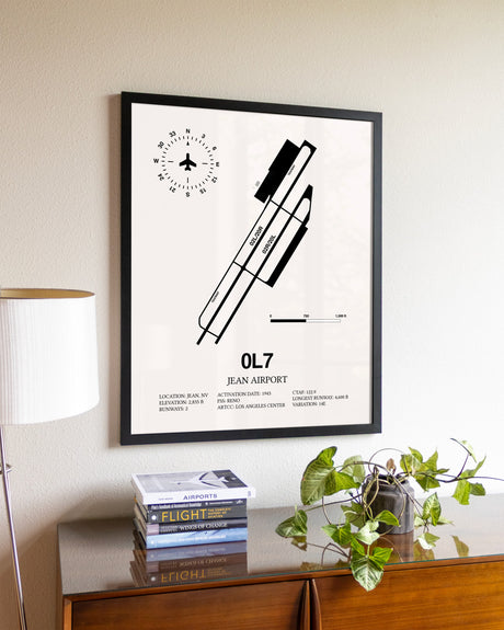 Jean Airport aviation wall décor in black wood frame