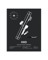 Gray Framed Hilton Head Airport layout wall art poster