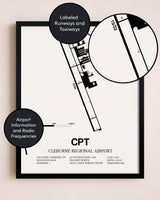 Framed Cleburne Regional Airport layout wall art poster