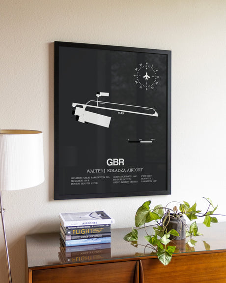 Gray Framed Walter J. Koladza Airport wall art poster in black frame