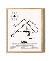 Wright Army Airfield (Fort Stewart) / Midcoast Regional Airport framed print in natural wood frame