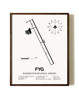 Washington Regional Airport aviation print in walnut frame