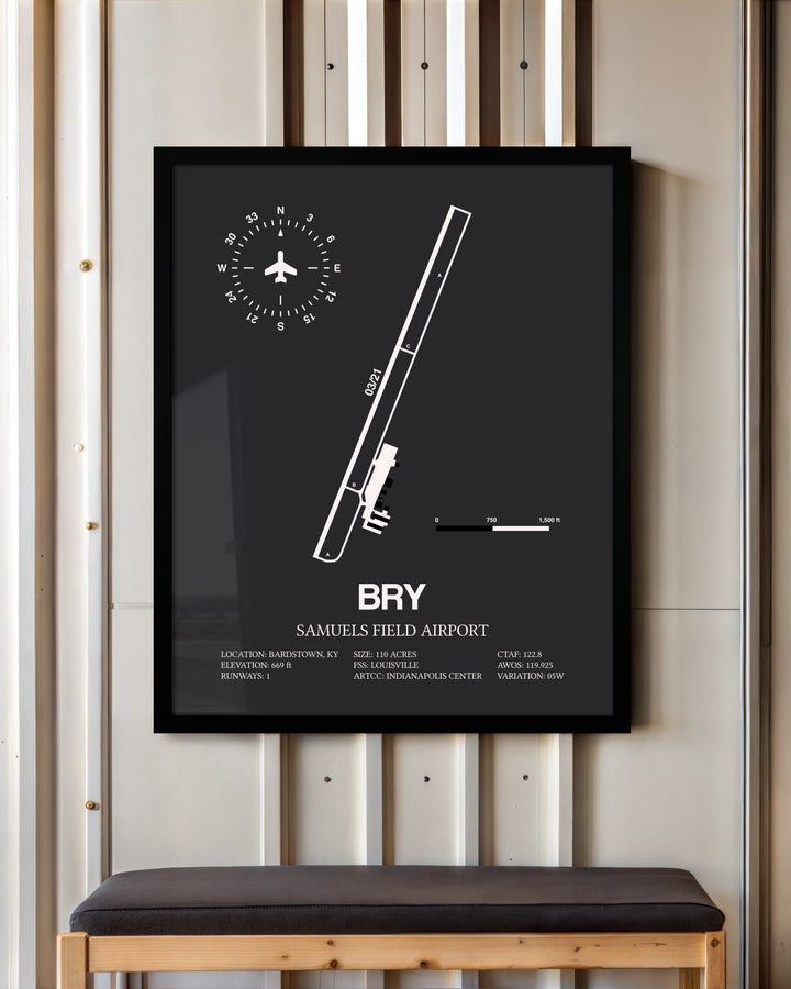 Frame color options for Samuels Field Airport Wall Art