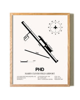 Harry Clever Field Airport framed print in natural wood frame
