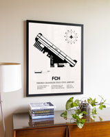 Fresno Chandler Executive Airport aviation wall décor in black wood frame