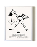 John Murtha Johnstown / Cambria County Airport airport map poster in oak frame
