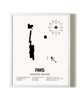 Ramstein Air Base airport map poster in oak frame