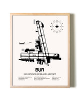 Hollywood Burbank Airport framed wall art in white frame