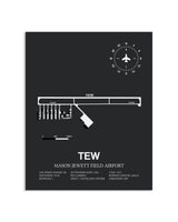 Gray Framed Mason Jewett Field Airport layout wall art poster