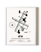 Appleton International Airport airport map poster in oak frame