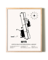 Myrtle Beach International Airport framed wall art in white frame