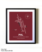 Philadelphia International Airport aviation wall décor in black wood frame