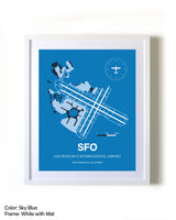San Francisco International Airport framed wall art in white frame with mat