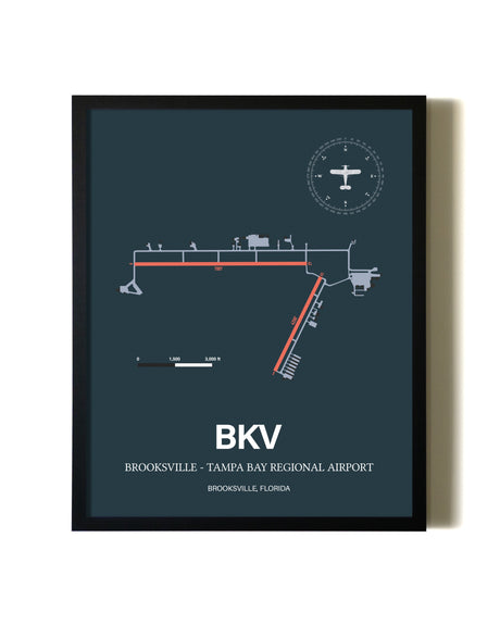 Slate Framed Brooksville-Tampa Bay Regional Airport wall art poster in black frame
