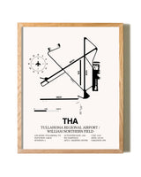 Tullahoma Regional Airport / William Northern Field framed print in natural wood frame