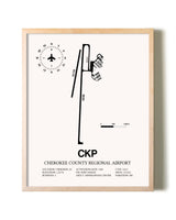 Cherokee County Regional Airport framed wall art in white frame