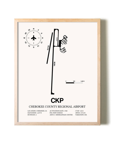Cherokee County Regional Airport framed wall art in white frame