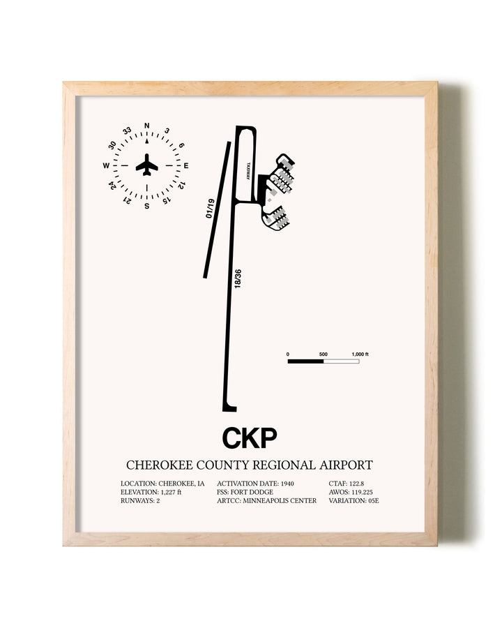 Cherokee County Regional Airport framed wall art in white frame
