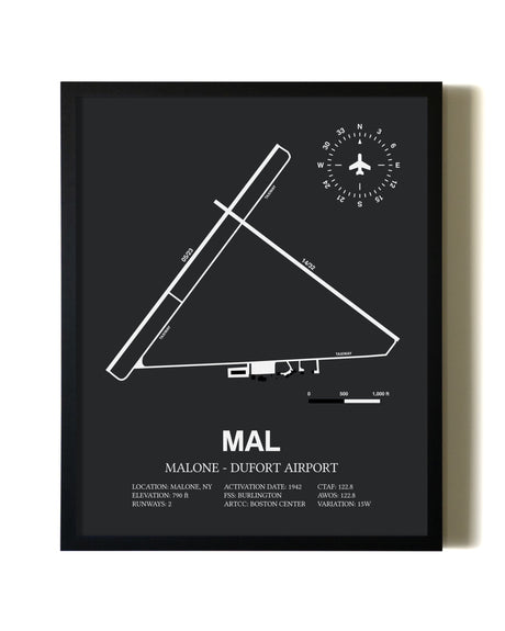 Unframed Malone-Dufort Airport map print poster