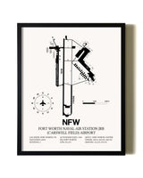 Framed Fort Worth Naval Air Station JRB (Carswell Field) Airport wall art poster in black frame