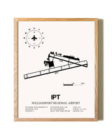 Williamsport Regional Airport framed print in natural wood frame