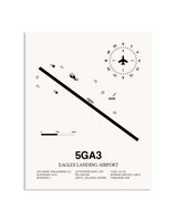 Gray Eagles Landing Airport framed poster displayed in an airplane hangar