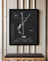 Frame color options for Newport Municipal Airport Wall Art