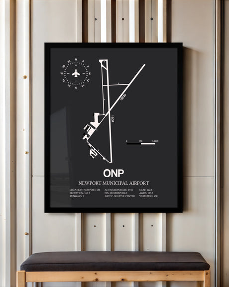 Frame color options for Newport Municipal Airport Wall Art
