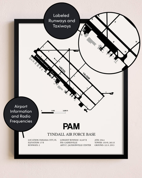 Framed Tyndall Air Force Base layout wall art poster