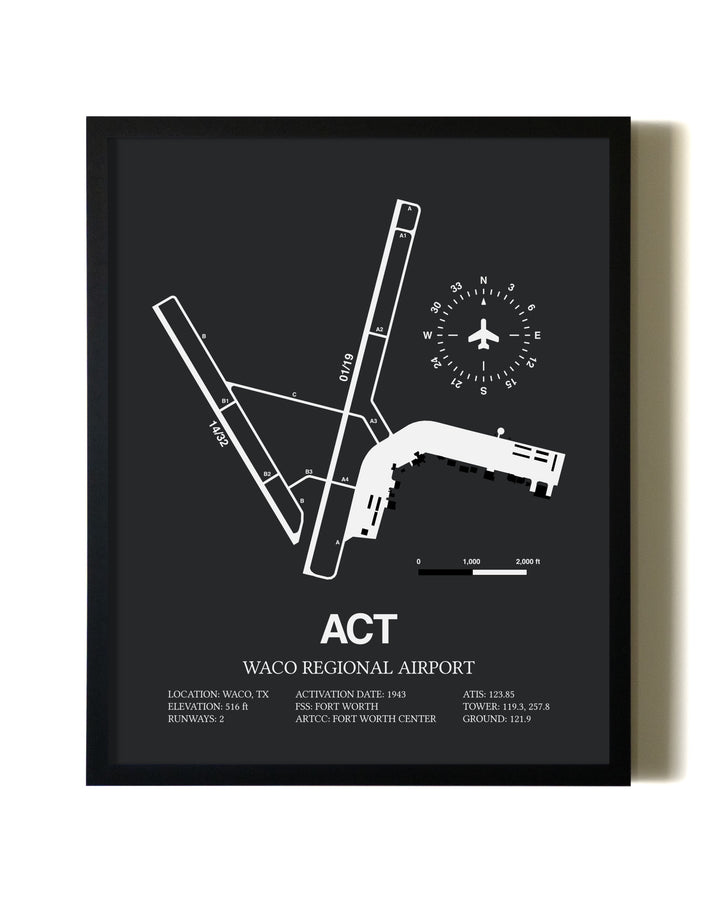 Unframed Waco Regional Airport map print poster