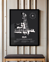 Frame color options for Hollywood Burbank Airport Wall Art
