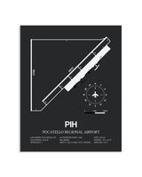 Gray Framed Pocatello Regional Airport layout wall art poster