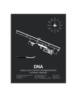 Gray Framed Dona Ana County International Jetport Airport layout wall art poster