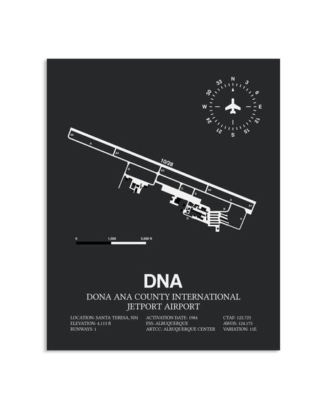 Gray Framed Dona Ana County International Jetport Airport layout wall art poster