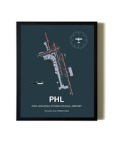 Slate Framed Philadelphia International Airport wall art poster in black frame