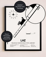 Framed Triangle North Executive Airport layout wall art poster