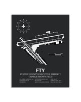 Gray Framed Fulton County Executive Airport / Charlie Brown Field layout wall art poster