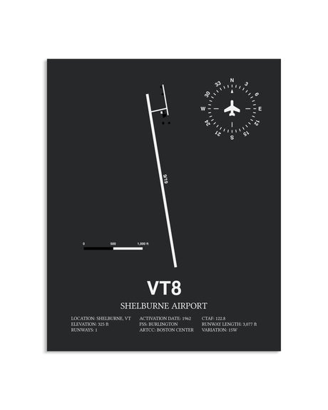 Gray Framed Shelburne Airport layout wall art poster