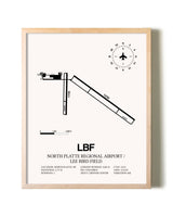 North Platte Regional Airport / Lee Bird Field framed wall art in white frame