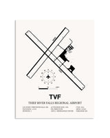 Gray Thief River Falls Regional Airport framed poster displayed in an airplane hangar