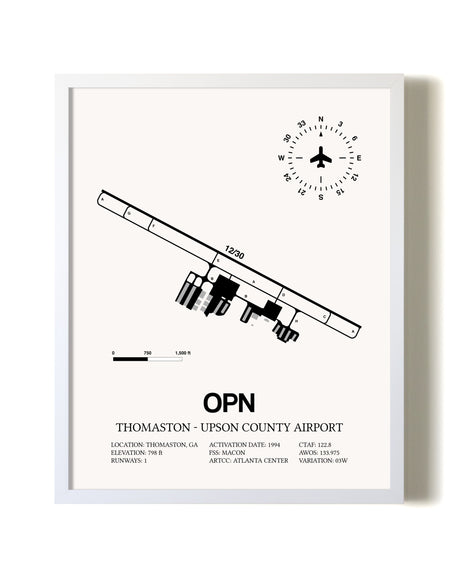 Thomaston-Upson County Airport airport map poster in oak frame
