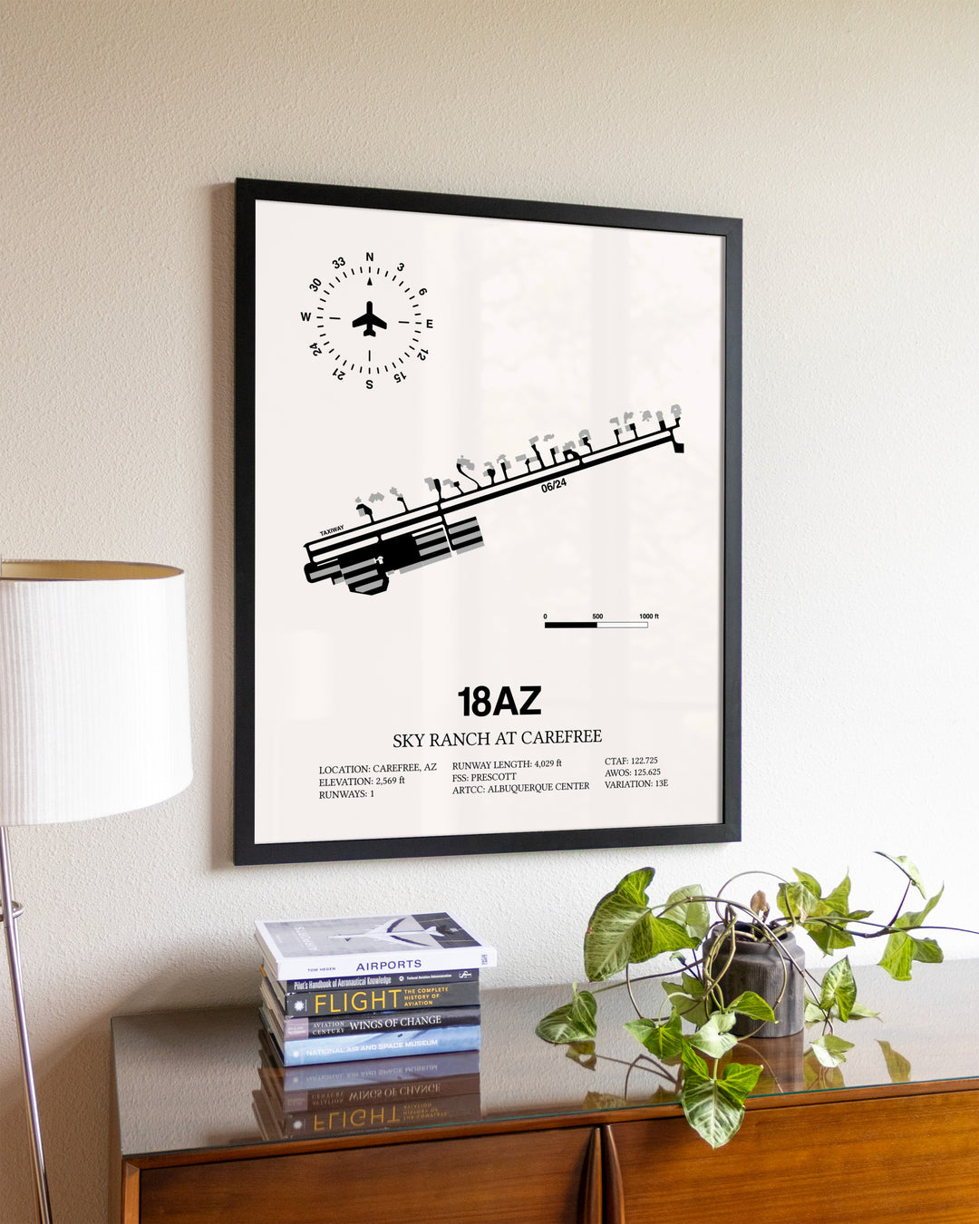 Sky Ranch at Carefree aviation wall décor in black wood frame
