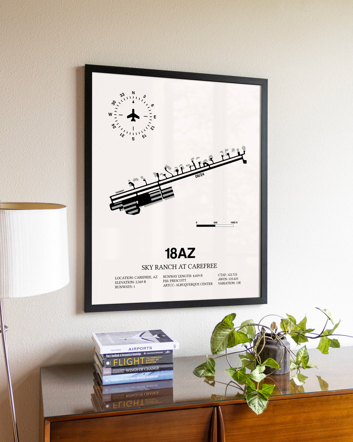 Sky Ranch at Carefree aviation wall décor in black wood frame