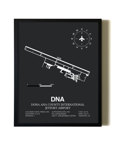 Unframed Dona Ana County International Jetport Airport map print poster