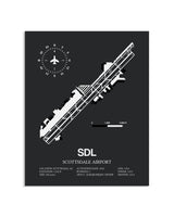 Gray Framed Scottsdale Airport layout wall art poster